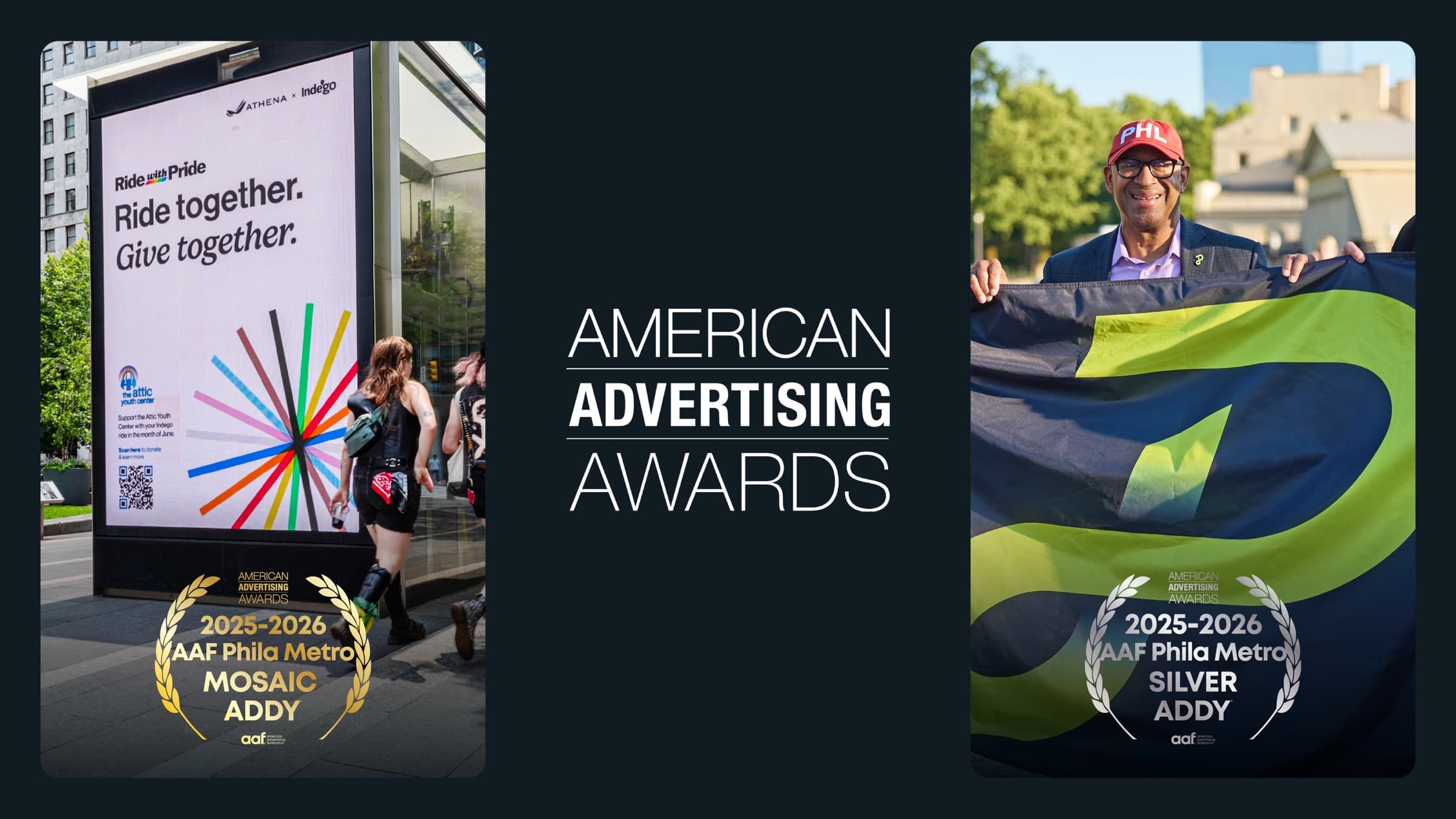 Athena Global Advisors American Advertising Awards recognition for Ride with Pride and Philadelphia Cycling Classic