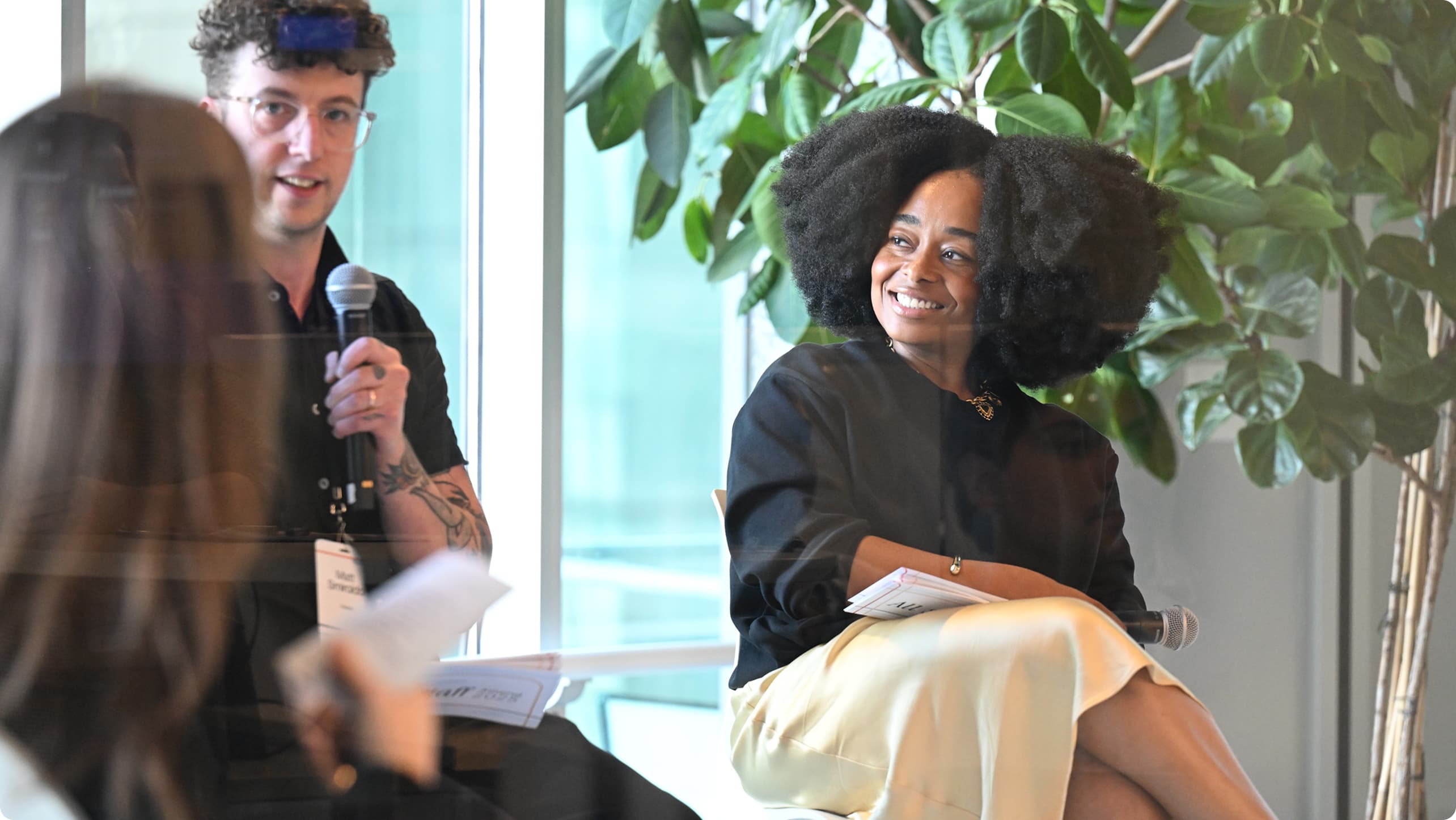 Matt Smiroldo, Creative Director (left) and Kima Cooper, Social Lead (right). Photography by Sabina Pierce.